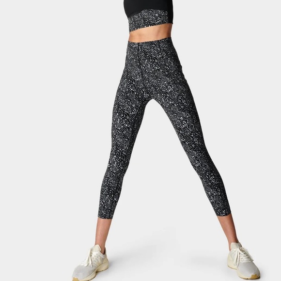 SWEATY BETTY POWER 7/8 HIGH-WAISTED WORKOUT LEGGINGS CELESTIAL DOT PRINT 0588 - Picture 2 of 8